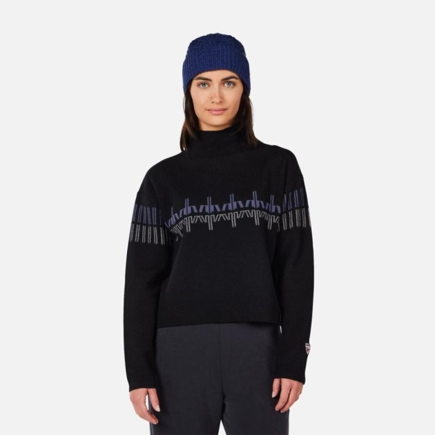 Rossignol W PATTERNED TN SWEATER-BLACK-svetr