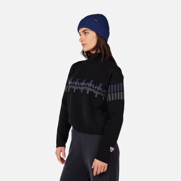 Rossignol W PATTERNED TN SWEATER-BLACK-svetr